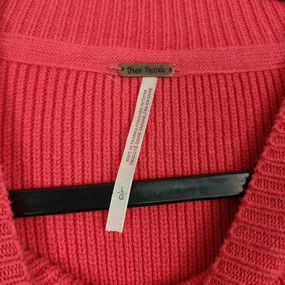 Free People Easy Street Oversized Bright Hot Pink Pullover Crewneck Sweater XL - Picture 5 of 11